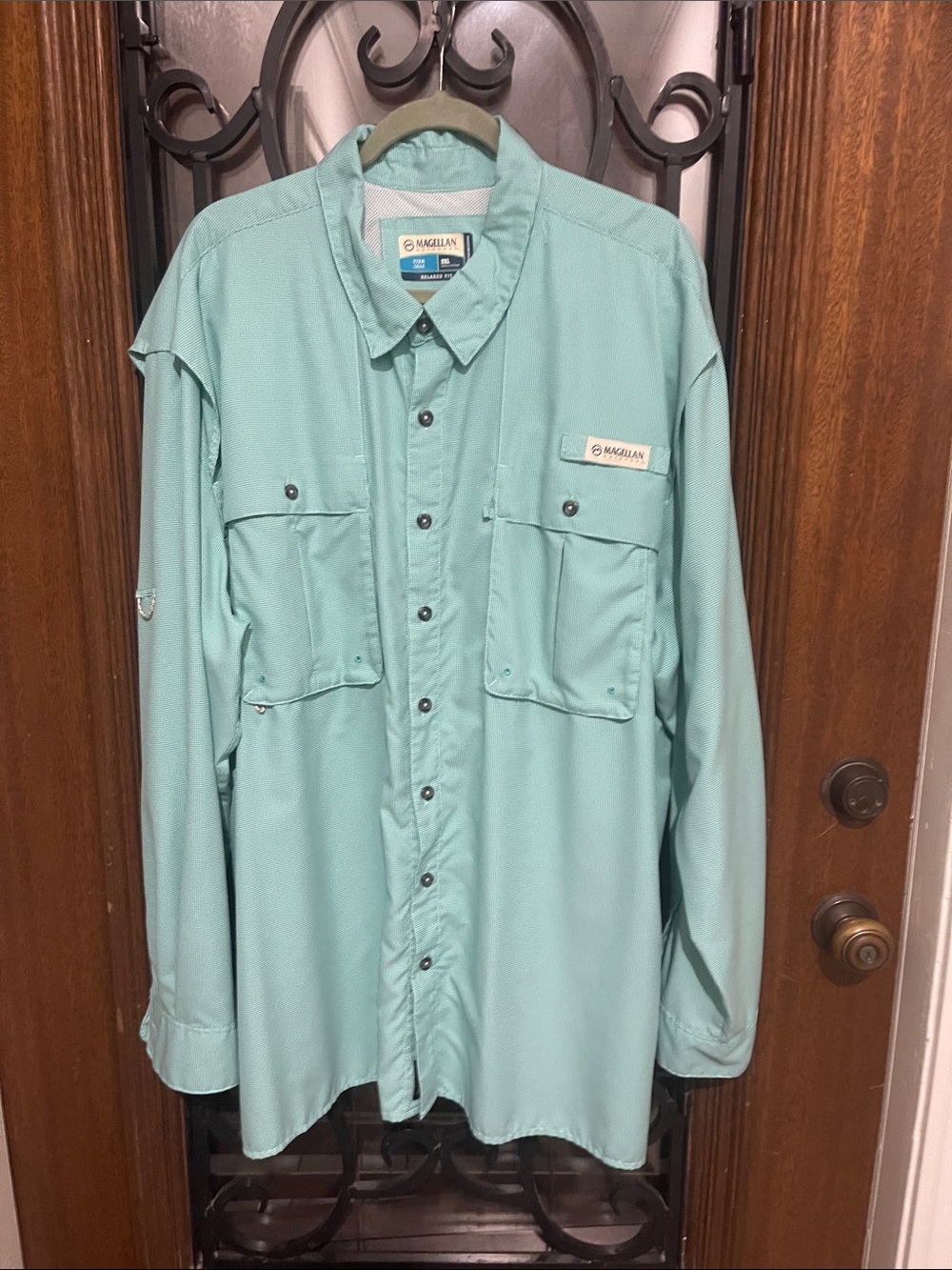 Magellan Outdoors Men's Mint Green Button-Front Performance Shirt Jacket size 2x